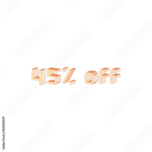 45% 3D Percentage Discount Sale Labels Set for Retail and Ecommerce Promotions vector eps file