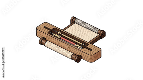 Symbolic Artisan's Loom Shuttle Icon, Representing Craftsmanship in 3D Earthy Tones