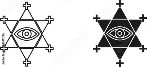 Symmetrical eye designs within stars