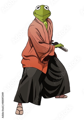 kermit w stroju samuraja