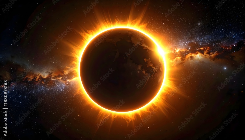Obraz premium Annular Solar Eclipse Ring of Fire Astronomy Illustration