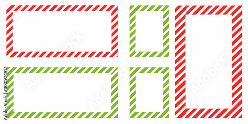 A festive arrangement of red and green striped rectangles and squares