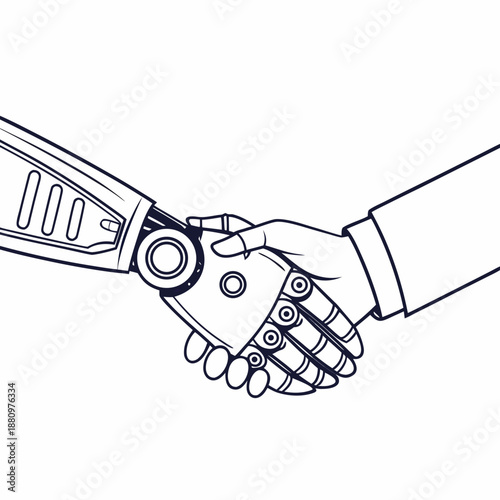 Human and robot hand shaking