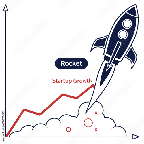 Startup growth rocket launch