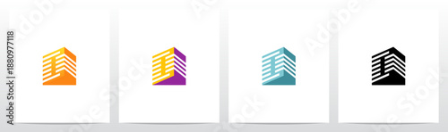 Triangular Prism Lines Stacked Three-Dimensional Letter Initial Logo Design D