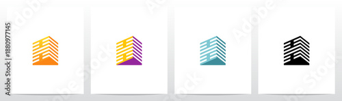 Triangular Prism Lines Stacked Three-Dimensional Letter Initial Logo Design H