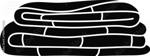 Folded towel stack icon, clean laundry linen symbol, spa hotel bathroom concept, textile silhouette, hygiene housekeeping, vector illustration design