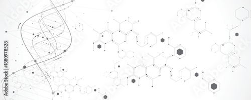 Futuristic  medical and science background, DNA strands, connected neural web