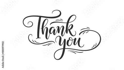 a decorative thank you message in calligraphic script silhouette