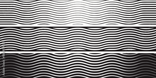 Black and white wavy line patterns in a gradient