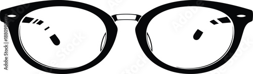Retro Style Black Eyeglasses Vector Illustration Minimalist Horn Rimmed Glasses Icon for Vision Care Optometry Fashion and Intellectual Style Concepts
