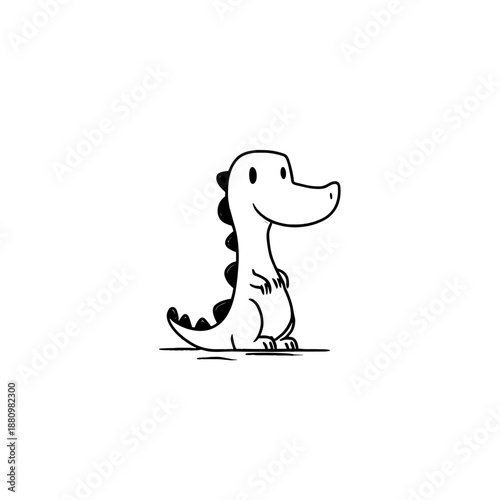 Baryonyx. Baryonyx simple black and white line art vector logo