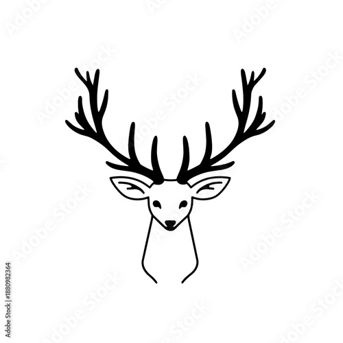 Roe Deer. Roe Deer simple black and white line art vector logo