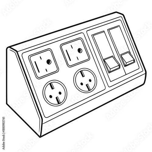 Modern desktop power outlet with multiple sockets and switches