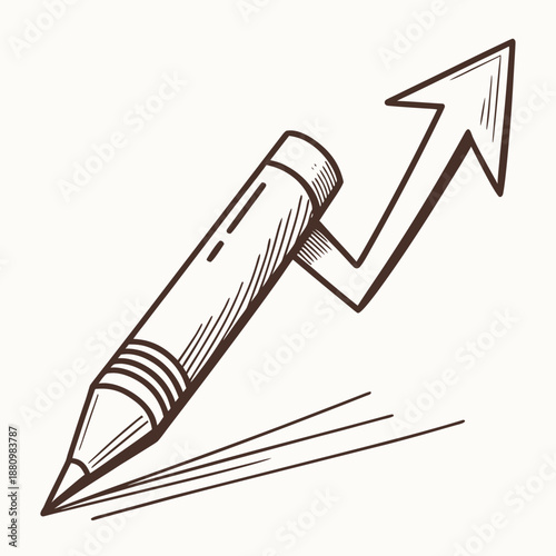 Pen drawing an upward arrow