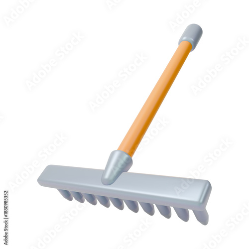 3d Colorful Rake Tool Agricultural and Garden Concept Cartoon Design Style Isolated on a White Background. Vector illustration