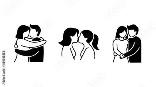 Family bonding moments isolated on white background, Vector