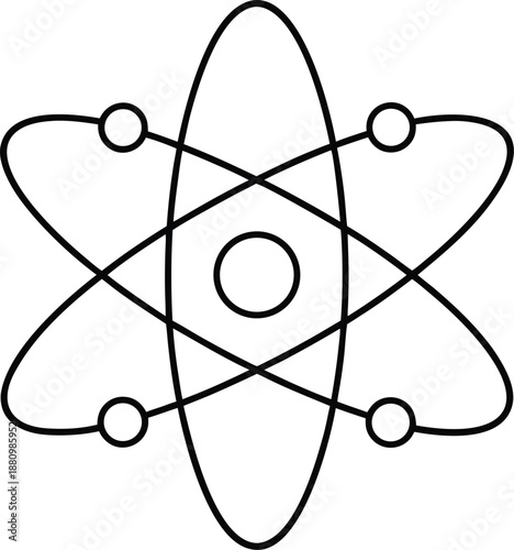 atomic model icon line art vector on transparent background