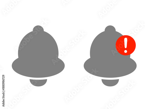 Notification Bell Icons with Alert Symbol, UI Notification and Reminder Concept