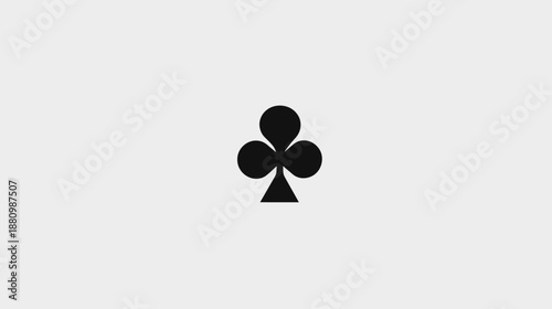 Black playing card club suit symbol isolated on a clean white background, representing card games, luck, and gambling.