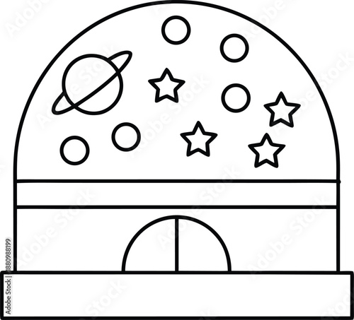 planetarium model icon line art vector on transparent background
