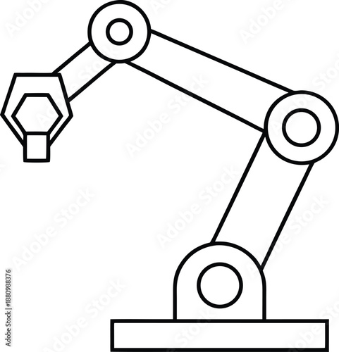 robotic arm icon line art vector on transparent background