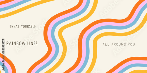 Colorful wavy lines and inspirational text create a vibrant modern aesthetic