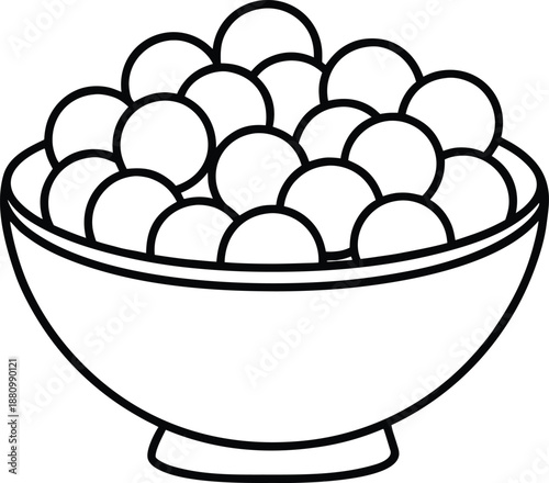 Sweet Dessert Balls Bowl Vector Icon