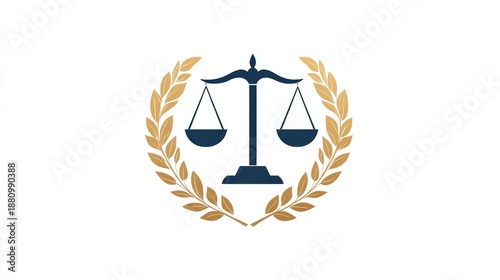 Legal scales emblem, justice, balance, authority, symbol, seal, background