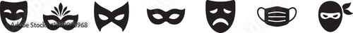 Mask icon set with modern vector EPS symbols for medical, safety, theater, festival, and UI design