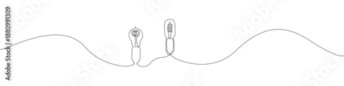 Bulb icon line continuous drawing vector. One line Two Light Bulb icon vector background. Light bulb icon. Continuous outline of a bulbs icon.