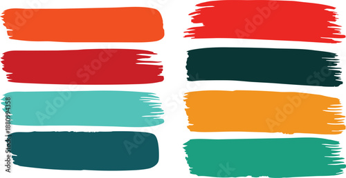 Color palette with eight brush strokes in different vibrant hues