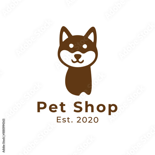 Charming Shiba Inu dog mascot logo design for a modern pet store and animal care branding identity