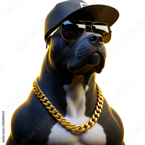 Stylish Thug Dog Wearing Sunglasses and Cap in Urban Pop Art Style