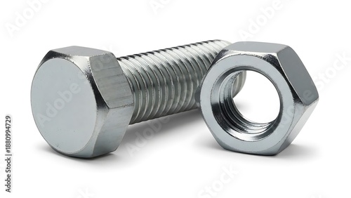 Close-up of hexagonal bolt and nut illustration
