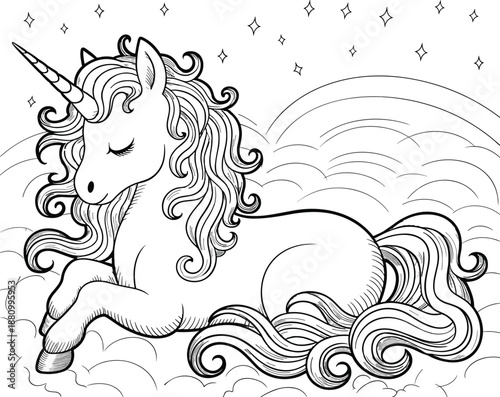 Cute and magical unicorn fairy tale vector artwork designed for T-shirts, suitable for children’s wear, fantasy merch, and creative fashion.