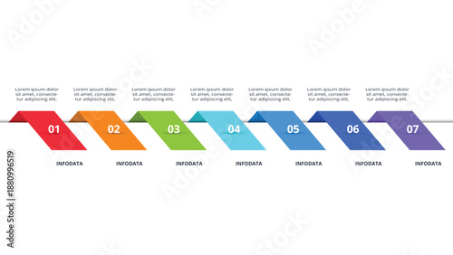 Abstract of graph, diagram with 7 steps, options, parts or processes. Vector business template for presentation