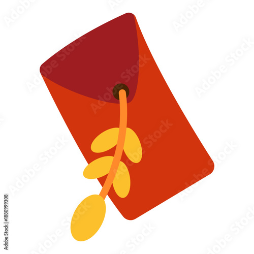 Chinese New Year red envelope symbolizing luck and money. Flat vector illustration isolated on white background. Festive object for invitations, posters or cultural projects