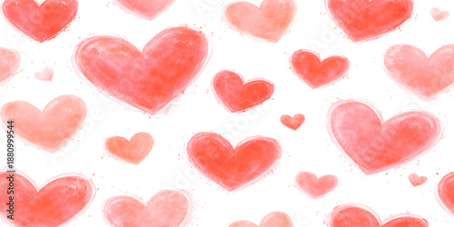 Seamless vector illustration of a red hearts background featuring a romantic 3d shape pattern for a Valentine holiday design symbol of love and passion