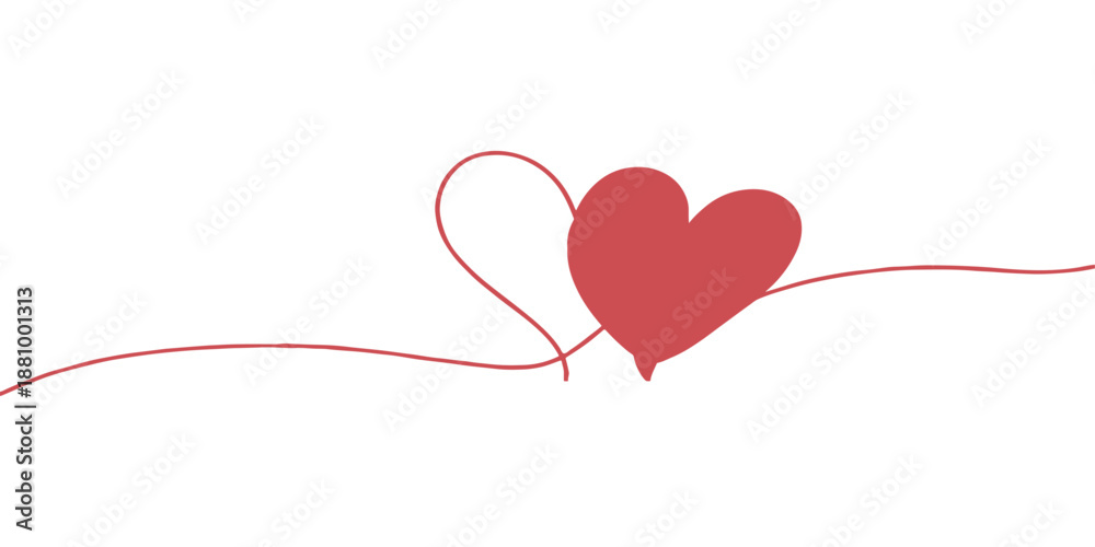 Fototapeta premium A red heart shaped balloon illustration isolated on white background for a happy Valentine's Day celebration of love and romance