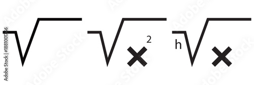 Square Root Vector Icon Set – Math Symbol in Line and Solid Glyph Style for Web,
 App and Infographic Design