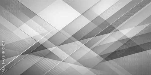 Seamless black and white geometric vector wallpaper featuring an abstract 3d cube pattern with grey gradient textures and square paper shapes for a modern business technology backdrop design art conce