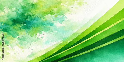 Bright spring landscape illustration featuring a green grass meadow and rolling hills under a blue summer sky with natural sunlight and soft wave patterns for a minimalist vector wallpaper design