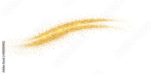 Closeup of a gold feather duster with yellow paint splash and glitter texture on a white backdrop design