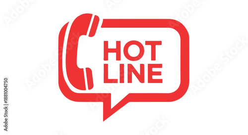A red hotline phone logo on a white background for emergency services dividers decorative border design concept