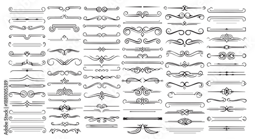 A collection of various ornate and elegant dividers on a white background flourishes dividers decorative border design concept