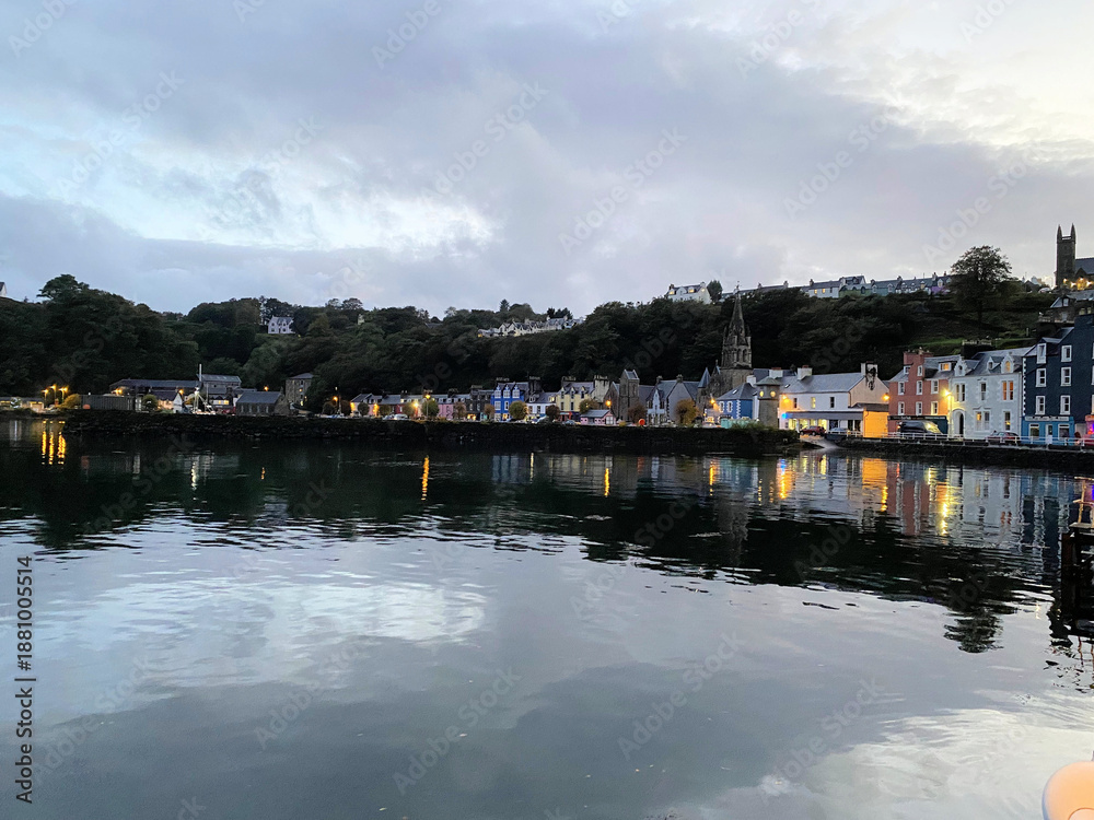 Fototapeta premium A view of the sea front at Tobermory on the Isle of Mull in Scotland