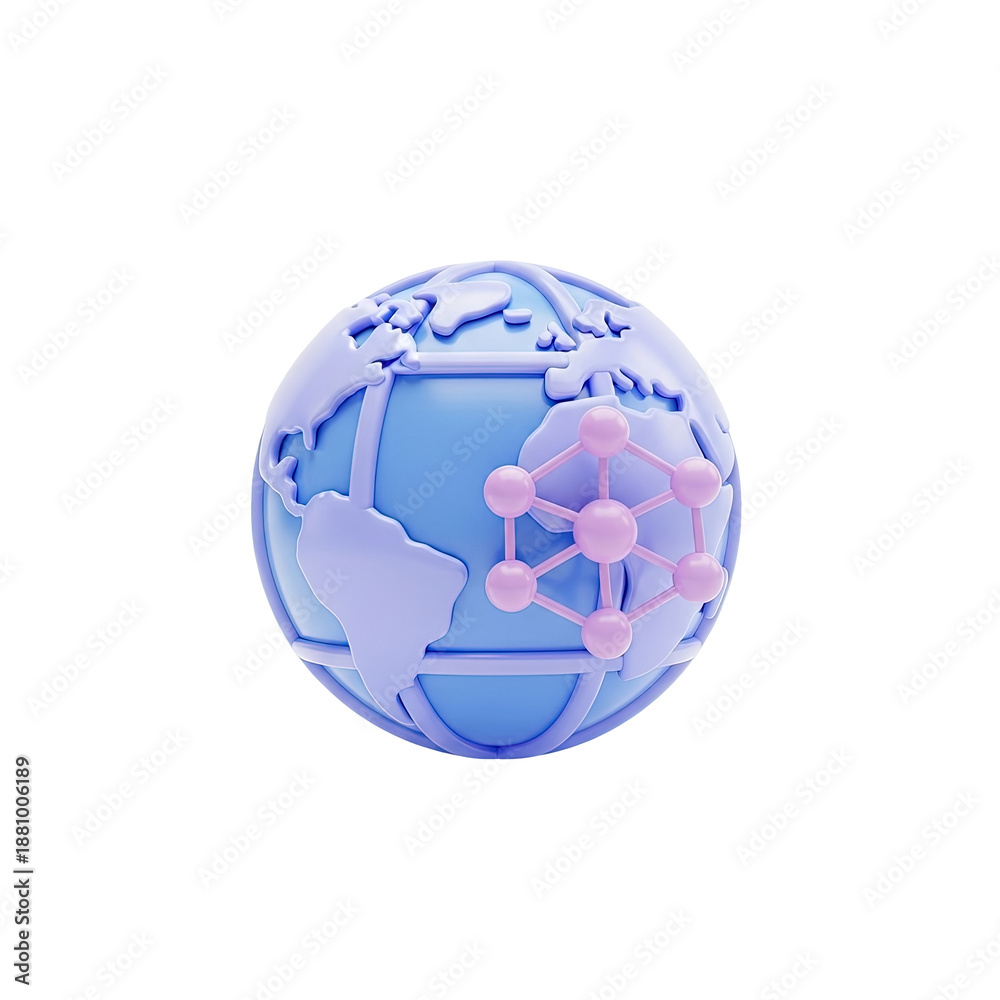 Fototapeta premium Global network analytics 3D icon data analysis technology
