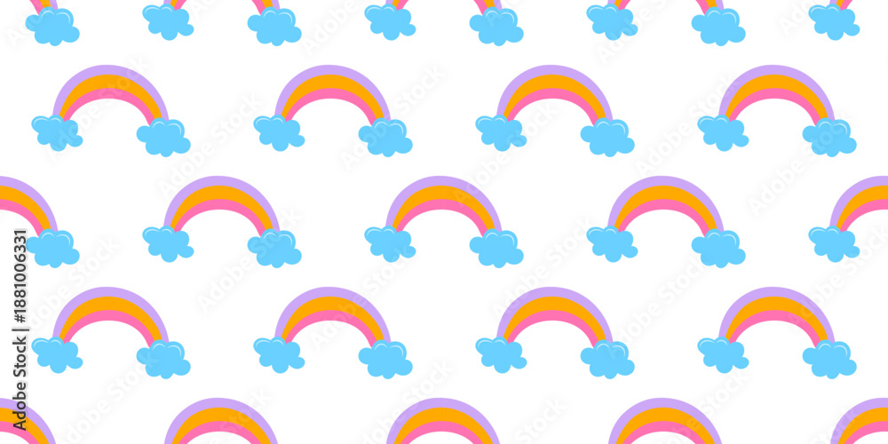 Fototapeta premium Seamless rainbow pattern. Ideal for kids fabric, nursery decor, wrapping paper, wallpaper and gift packaging