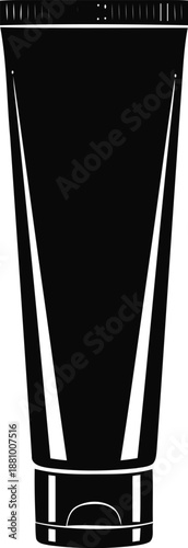Black vector illustration of squeeze tube packaging with hinged cap for facial cleanser or topical medication
